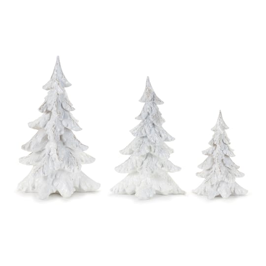 White Frosted & Glittered Pine Trees Set By Melrose | Michaels®
